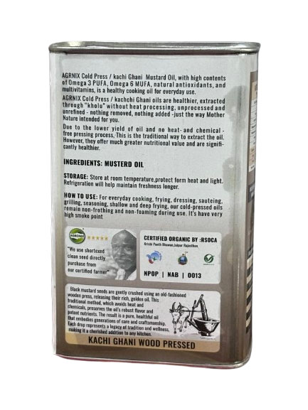 Conscious Food Organic Cold Pressed Black Mustard Oil | 5 Litre | Organic Wood Pressed | Cooking Oil | Kachi Ghani