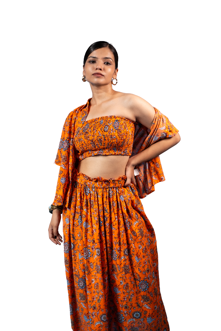 Amber Bloom Floral Three-Piece Co-ord Set