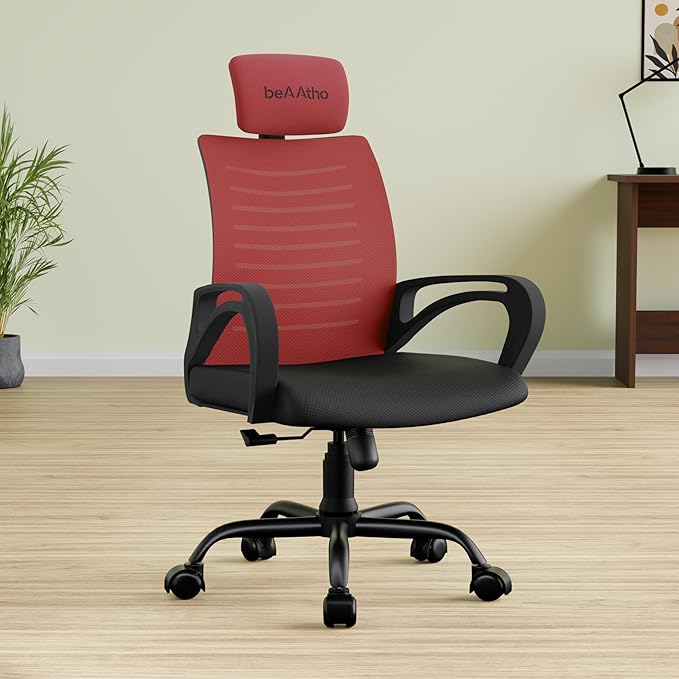 beAAtho® Verona Mesh High Back Ergonomic Home Office Chair | 3-Years Limited Warranty by beAAtho, Tilting & Height Adjustable Mechanism, Heavy Duty Metal Base | Ideal for Office Work & Study (Grey)